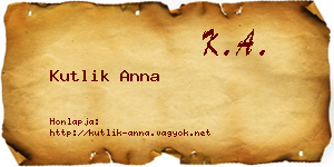 Kutlik Anna névjegykártya